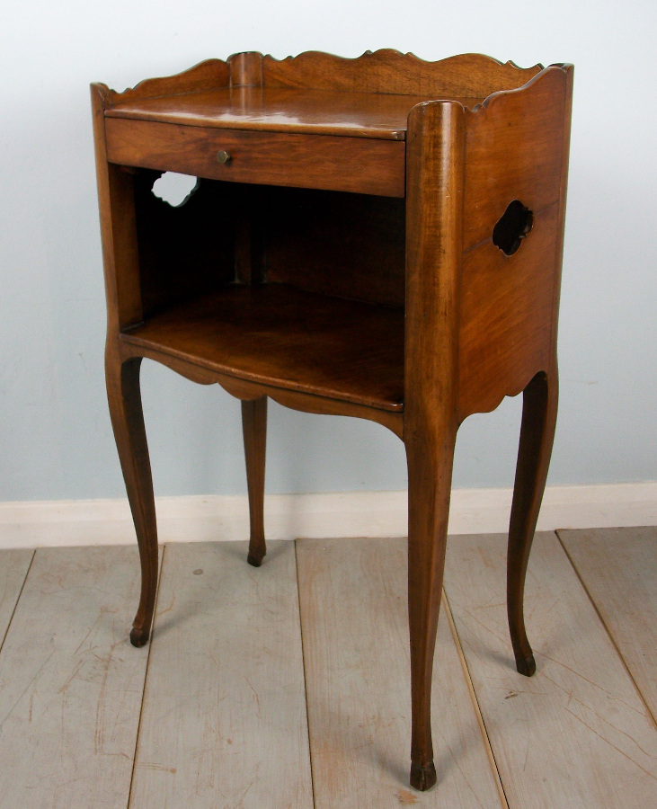 walnut open bedside cupboard